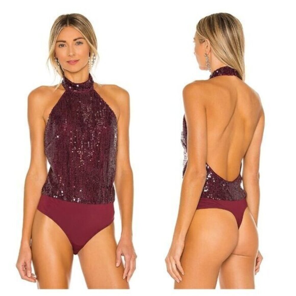 Michael Costello x REVOLVE Penelope Bodysuit - Burgundy